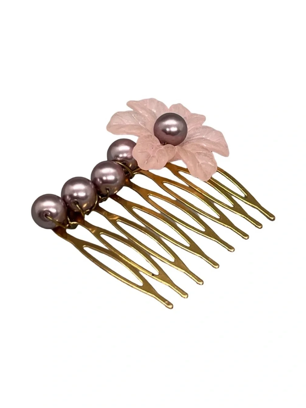 Delicate Pink Pearl Flower Hair Comb - Women's Accessory FINAL PRICE DROP